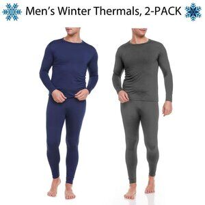 Men's Thermals Microfiber Fleece Long John Winter Warm Baselayer 2-Pars Set, NEW
